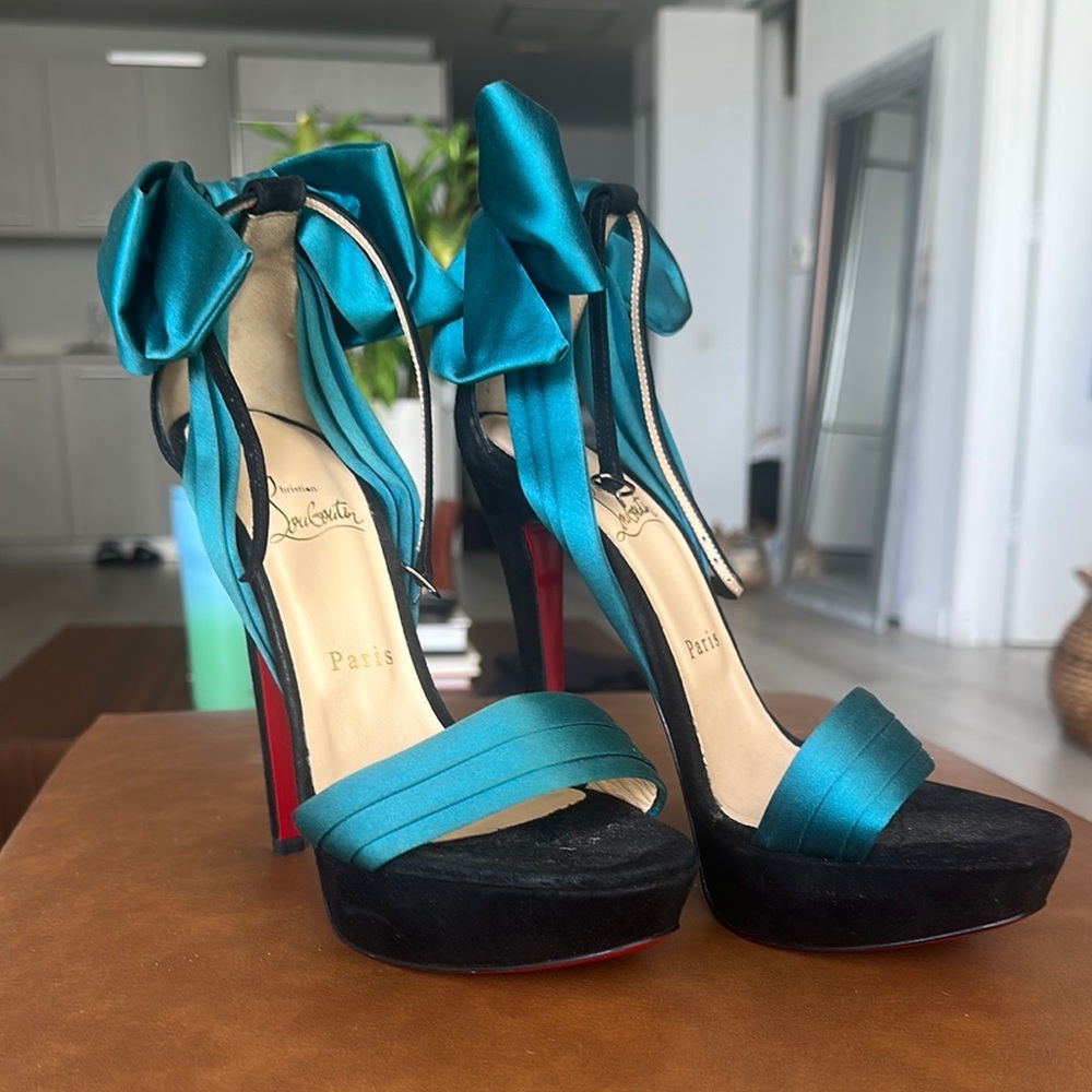 Christian Louboutin Blue and Black High Stiletto Heels